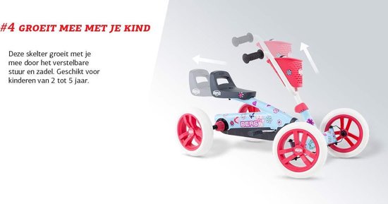 BERG Buzzy Bloom Skelter - 2+ jaar - Verstelbaar Zadel - Wit/Lichtblauw