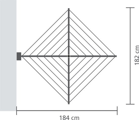 Brabantia WallFix Wanddroogrek - met Opberg-/Beschermbox - 24 m - Metallic Grey