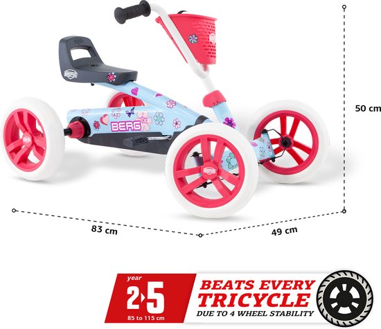 BERG Buzzy Bloom Skelter - 2+ jaar - Verstelbaar Zadel - Wit/Lichtblauw
