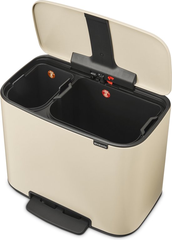 Brabantia Bo Prullenbak - 11 + 23 liter - Afvalscheiding - Soft Beige