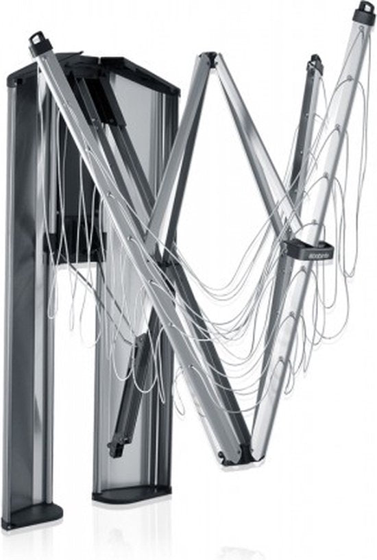 Brabantia WallFix Wanddroogrek - met Opberg-/Beschermbox - 24 m - Metallic Grey