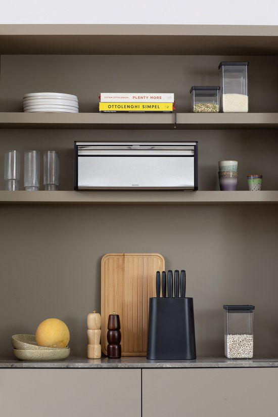 Brabantia Broodtrommel - met Klepdeksel - Matt Steel Fingerprint Proof / Matt Black