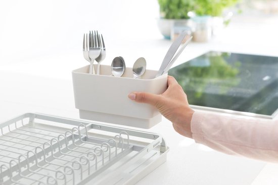 Brabantia SinkSide Afdruiprek - met Lekbak en Bestekhouder - Light Grey