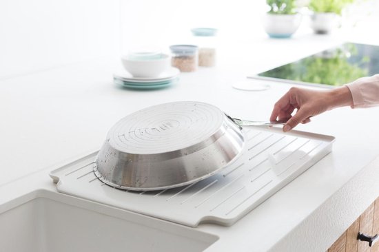 Brabantia SinkSide Afdruiprek - met Lekbak en Bestekhouder - Light Grey