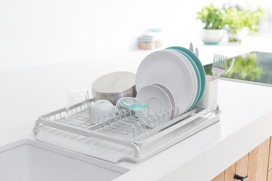 Brabantia SinkSide Afdruiprek - met Lekbak en Bestekhouder - Light Grey