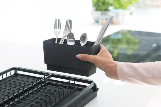 Brabantia SinkSide Afdruiprek - met Lekbak en Bestekhouder - Dark Grey