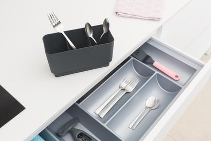 Brabantia SinkSide Afdruiprek - met Lekbak en Bestekhouder - Dark Grey