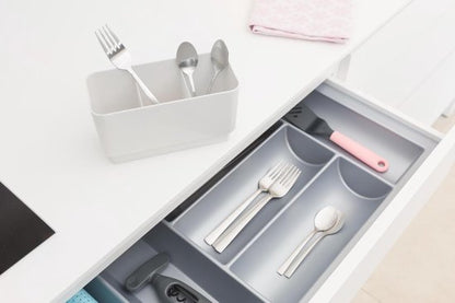 Brabantia SinkSide Afdruiprek - met Lekbak en Bestekhouder - Light Grey