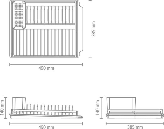 Brabantia SinkSide Afdruiprek - met Lekbak en Bestekhouder - Light Grey