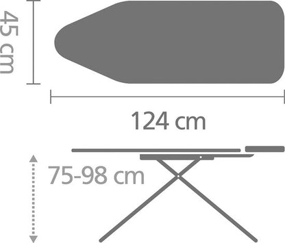 Brabantia Perfect Flow Strijkplank C - voor Stoomgenerator - 124 x 45 cm - Bubbles