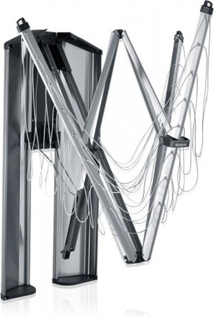 Brabantia WallFix Wanddroogrek - met Opberg-/Beschermbox - 24 m - Metallic Grey