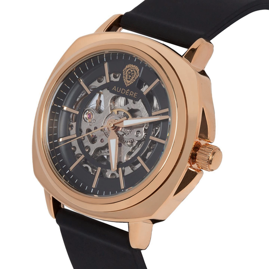 Designer Skeleton horloge 40mm rond - rosé gold case