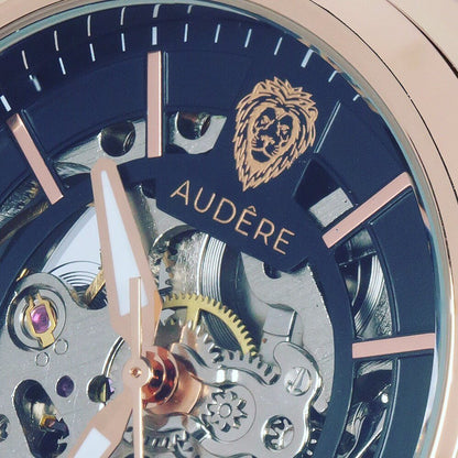 Designer Skeleton horloge 40mm rond - rosé gold case