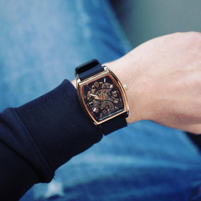 Designer Skeleton horloge 40mm recht - rosé gold case