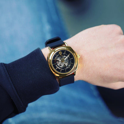 Designer Skeleton horloge 40mm rond - gold case