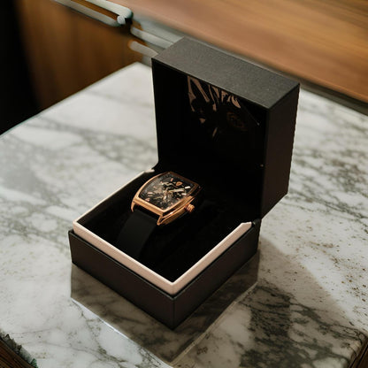 Designer Skeleton horloge 40mm recht - rosé gold case