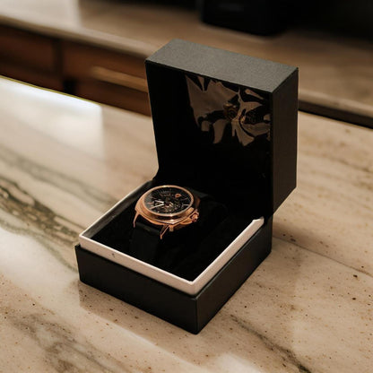 Designer Skeleton horloge 40mm rond - rosé gold case